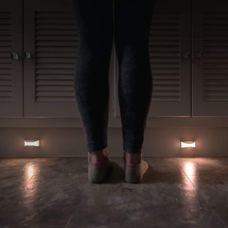 Mr. Beams Mr Beams MB500A Wireless Battery Powered Dusk to Dawn Amber Sleep Friendly LED Stair Light/Night Light, White, 2-Pack - Image 3